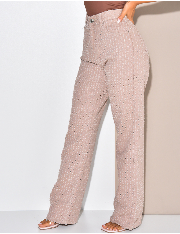 Jeans coupe droite effet déchiré à petits trous