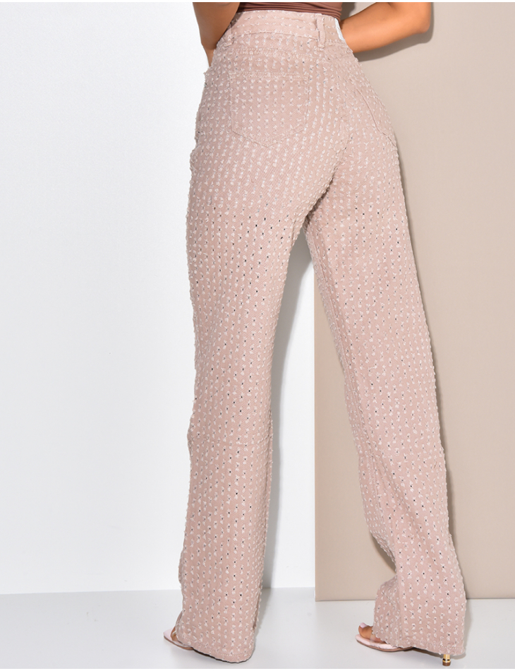 Jeans coupe droite effet déchiré à petits trous