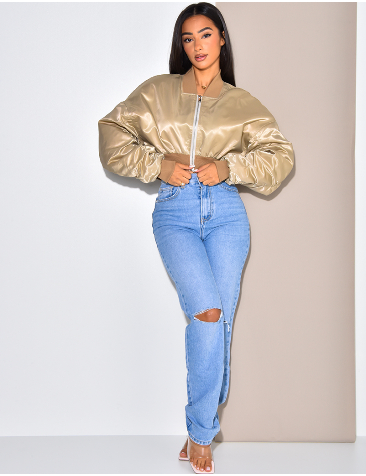 Short satin jacket hotsell