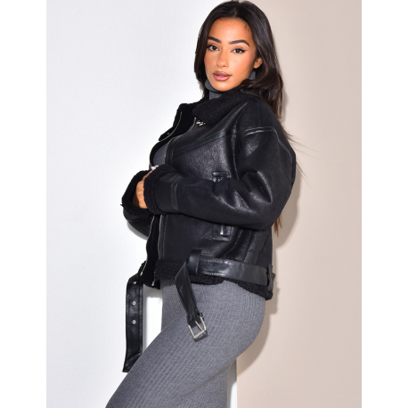 bombardier oversize en peau de mouton retournée bombardier oversize en peau de mouton retournée