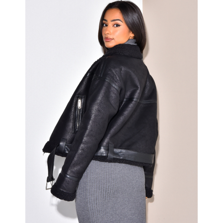 bombardier oversize en peau de mouton retournée bombardier oversize en peau de mouton retournée