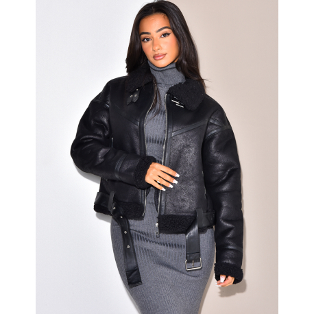 bombardier oversize en peau de mouton retournée bombardier oversize en peau de mouton retournée