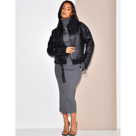 bombardier oversize en peau de mouton retournée bombardier oversize en peau de mouton retournée