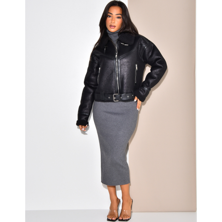 bombardier oversize en peau de mouton retournée bombardier oversize en peau de mouton retournée