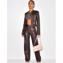 Blazer en simili avec fermeture éclaire Blazer en simili avec fermeture éclaire