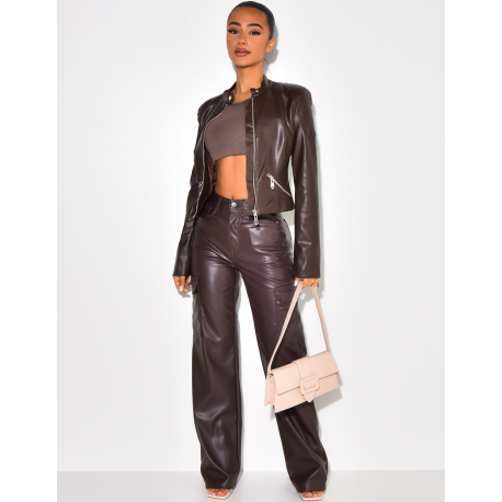 Blazer en simili avec fermeture éclaire Blazer en simili avec fermeture éclaire