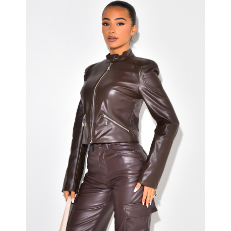 Blazer en simili avec fermeture éclaire Blazer en simili avec fermeture éclaire