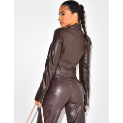 Blazer en simili avec fermeture éclaire Blazer en simili avec fermeture éclaire