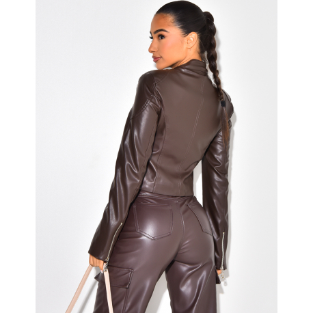 Blazer en simili avec fermeture éclaire Blazer en simili avec fermeture éclaire