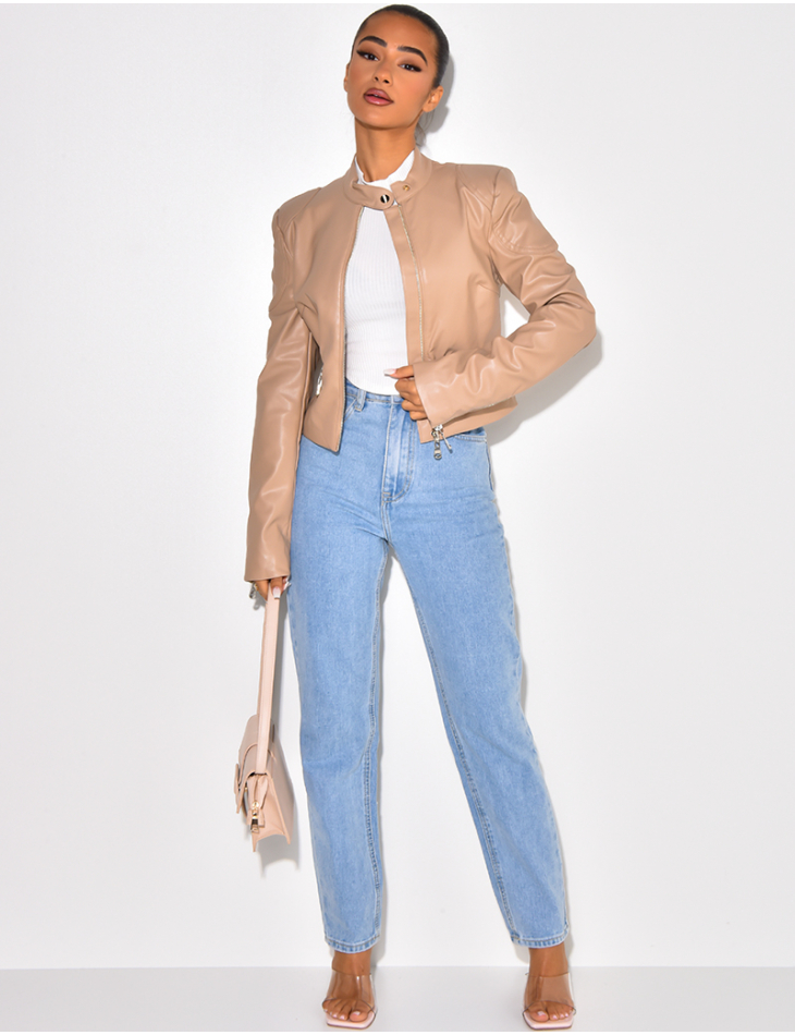 Blazer en simili avec fermeture éclaire Blazer en simili avec fermeture éclaire