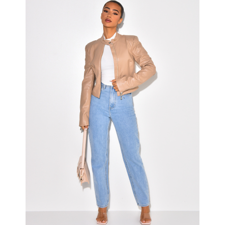 Blazer en simili avec fermeture éclaire Blazer en simili avec fermeture éclaire