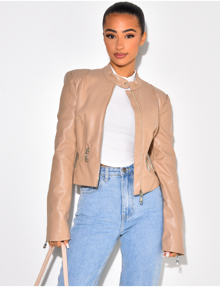 Blazer en simili avec fermeture éclaire Blazer en simili avec fermeture éclaire