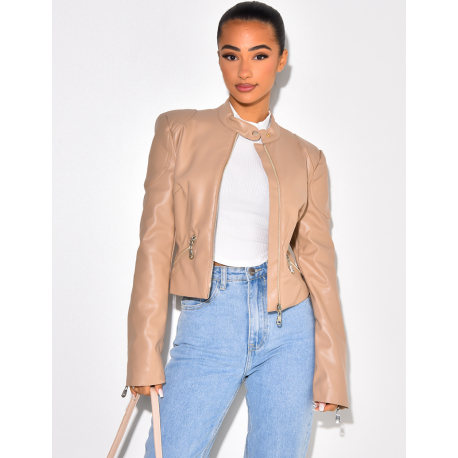 Blazer en simili avec fermeture éclaire Blazer en simili avec fermeture éclaire