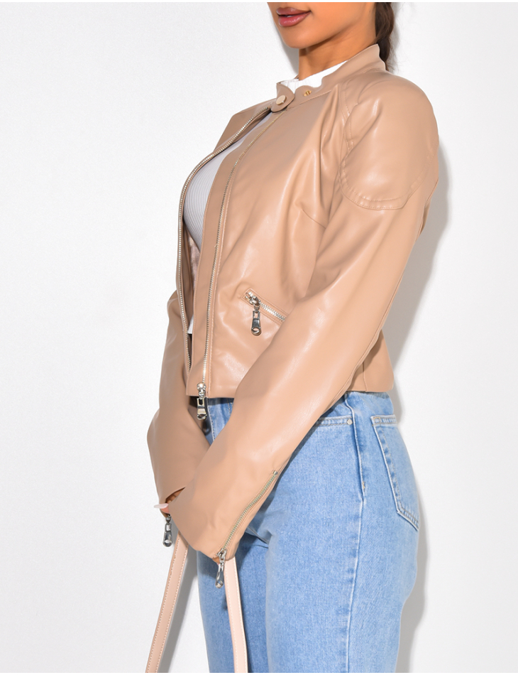 Blazer en simili avec fermeture éclaire Blazer en simili avec fermeture éclaire