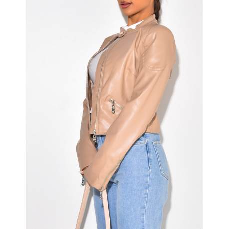 Blazer en simili avec fermeture éclaire Blazer en simili avec fermeture éclaire