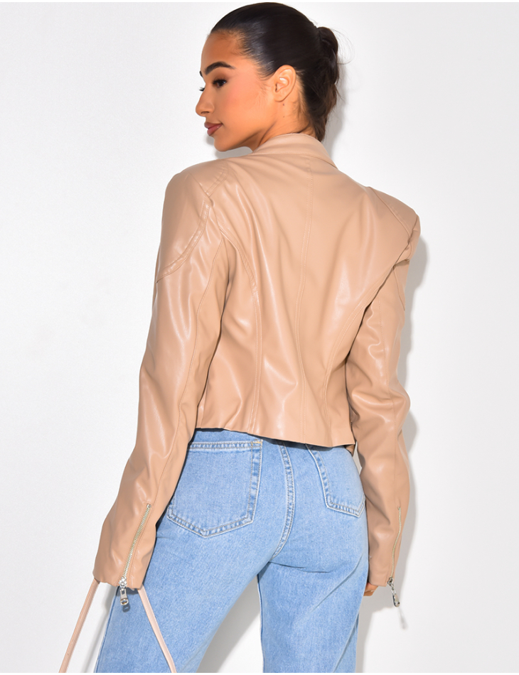 Blazer en simili avec fermeture éclaire Blazer en simili avec fermeture éclaire