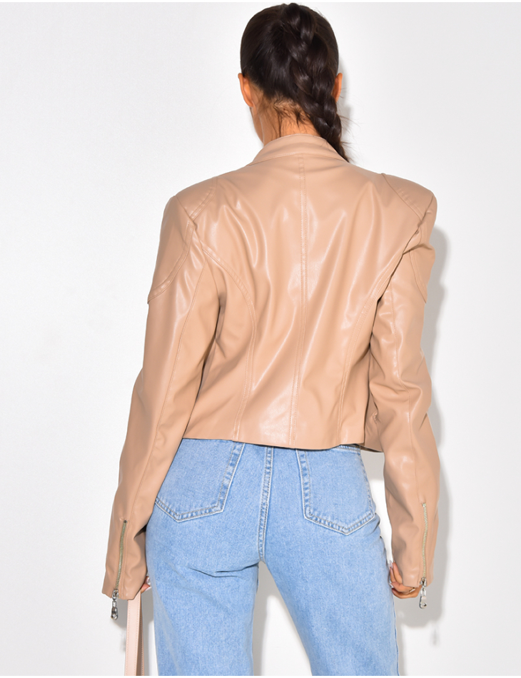 Blazer en simili avec fermeture éclaire Blazer en simili avec fermeture éclaire