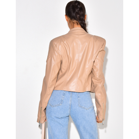 Blazer en simili avec fermeture éclaire Blazer en simili avec fermeture éclaire