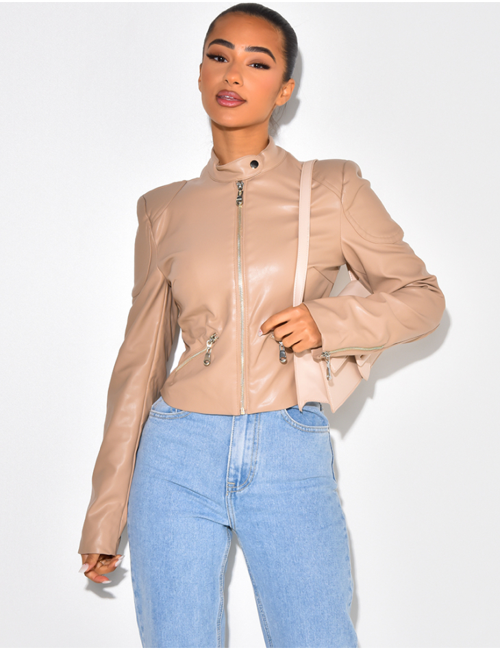 Blazer en simili avec fermeture éclaire Blazer en simili avec fermeture éclaire