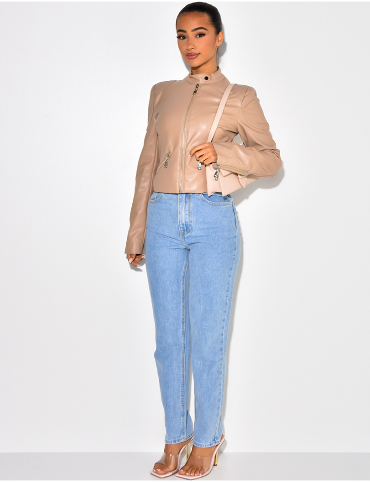 Blazer en simili avec fermeture éclaire Blazer en simili avec fermeture éclaire