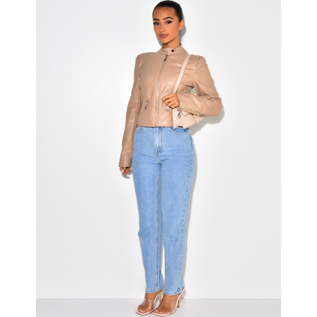 Blazer en simili avec fermeture éclaire Blazer en simili avec fermeture éclaire