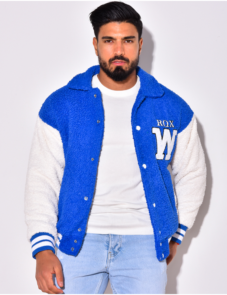 Gilet à boutonner bi-color en peau de mouton "RQXW"