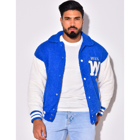 Gilet à boutonner bi-color en peau de mouton "RQXW"