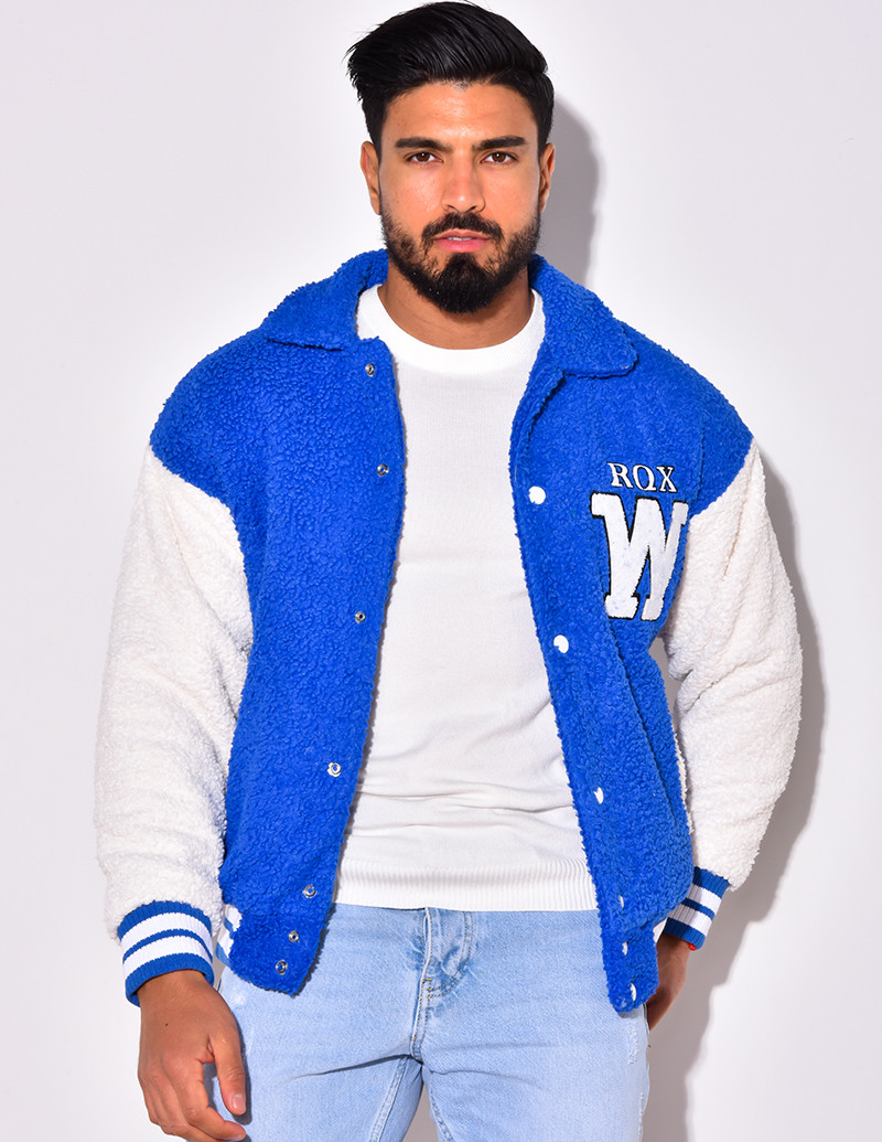 Gilet à boutonner bi-color en peau de mouton "RQXW"