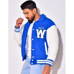 Gilet à boutonner bi-color en peau de mouton "RQXW" Gilet à boutonner bi-color en peau de mouton "RQXW"