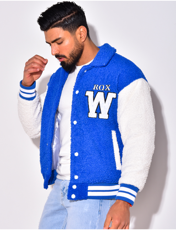 Gilet à boutonner bi-color en peau de mouton "RQXW" Gilet à boutonner bi-color en peau de mouton "RQXW"