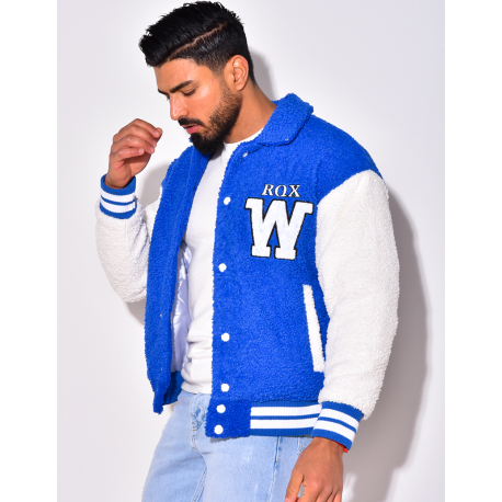 Gilet à boutonner bi-color en peau de mouton "RQXW" Gilet à boutonner bi-color en peau de mouton "RQXW"