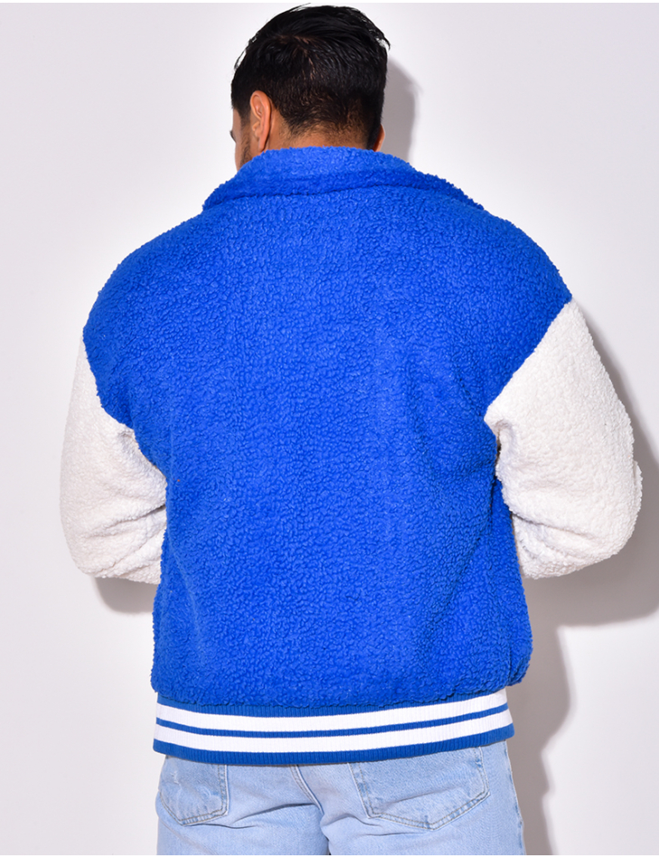 Gilet à boutonner bi-color en peau de mouton "RQXW" Gilet à boutonner bi-color en peau de mouton "RQXW"