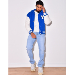 Gilet à boutonner bi-color en peau de mouton "RQXW" Gilet à boutonner bi-color en peau de mouton "RQXW"