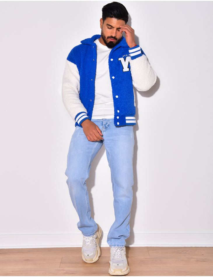 Gilet à boutonner bi-color en peau de mouton "RQXW" Gilet à boutonner bi-color en peau de mouton "RQXW"