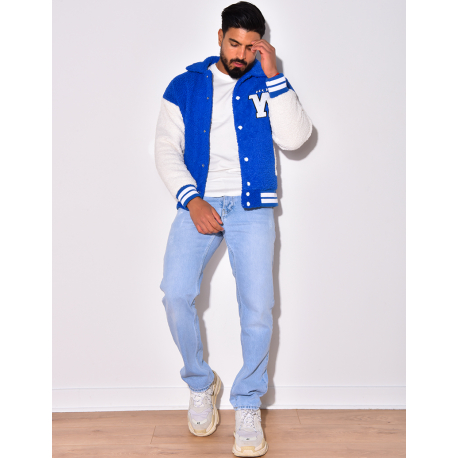 Gilet à boutonner bi-color en peau de mouton "RQXW" Gilet à boutonner bi-color en peau de mouton "RQXW"