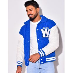 Gilet à boutonner bi-color en peau de mouton "RQXW" Gilet à boutonner bi-color en peau de mouton "RQXW"