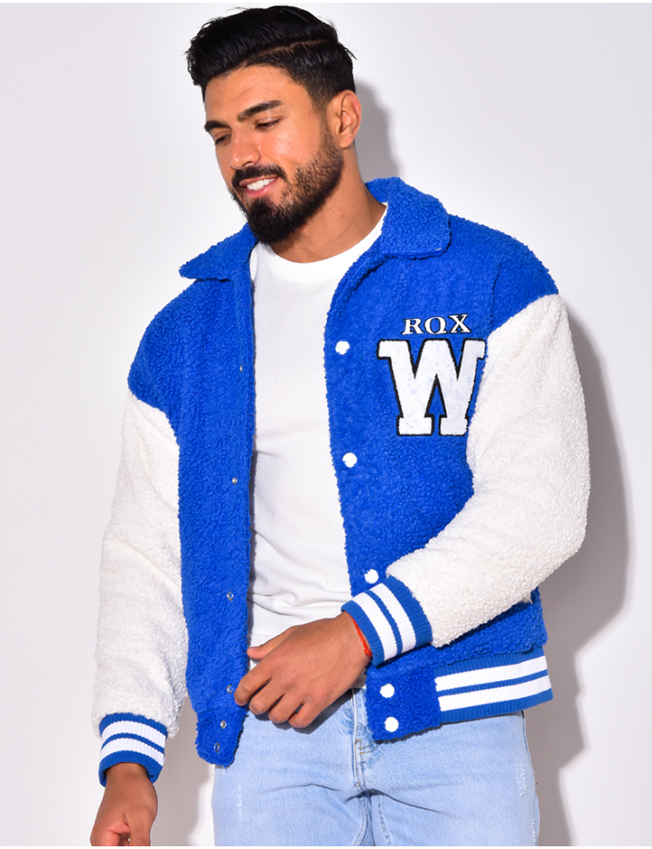 Gilet à boutonner bi-color en peau de mouton "RQXW" Gilet à boutonner bi-color en peau de mouton "RQXW"