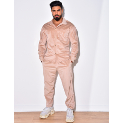 Ensemble pantalon et chemise côtelé à une poche Ensemble pantalon et chemise côtelé à une poche