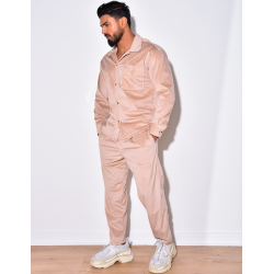 Ensemble pantalon et chemise côtelé à une poche Ensemble pantalon et chemise côtelé à une poche