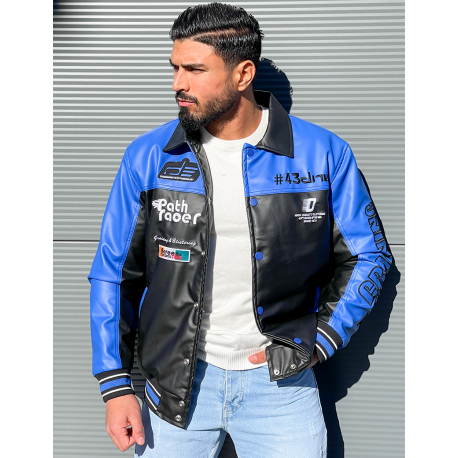 Veste à boutonner bi-color en simili
