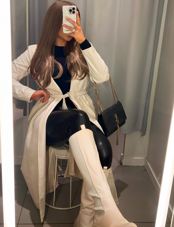 Trench long en cuir vegan