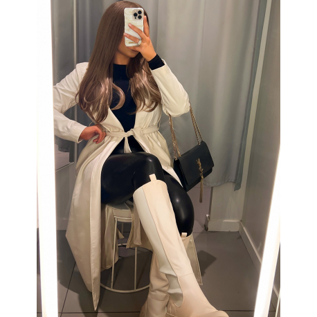 Trench long en cuir vegan