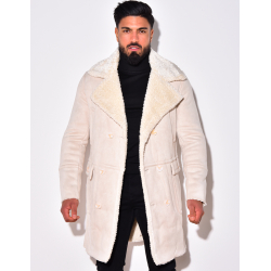 Fleecy suedette coat