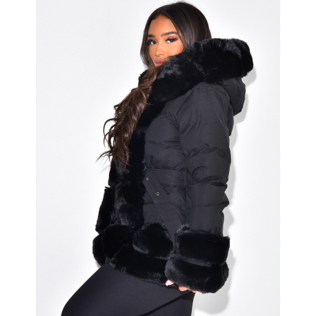 Veste à fourrure avec ceinture Veste à fourrure avec ceinture