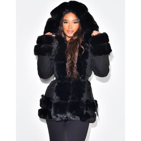 Veste à fourrure avec ceinture Veste à fourrure avec ceinture