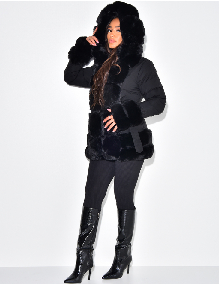 Veste à fourrure avec ceinture Veste à fourrure avec ceinture