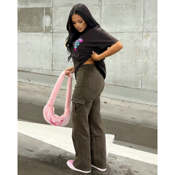 Jeans cargo coupe droite ultra stretchy