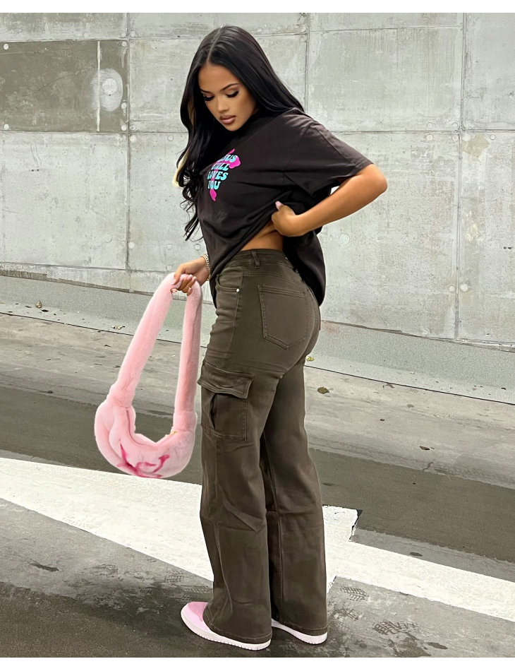 Jeans cargo coupe droite ultra stretchy