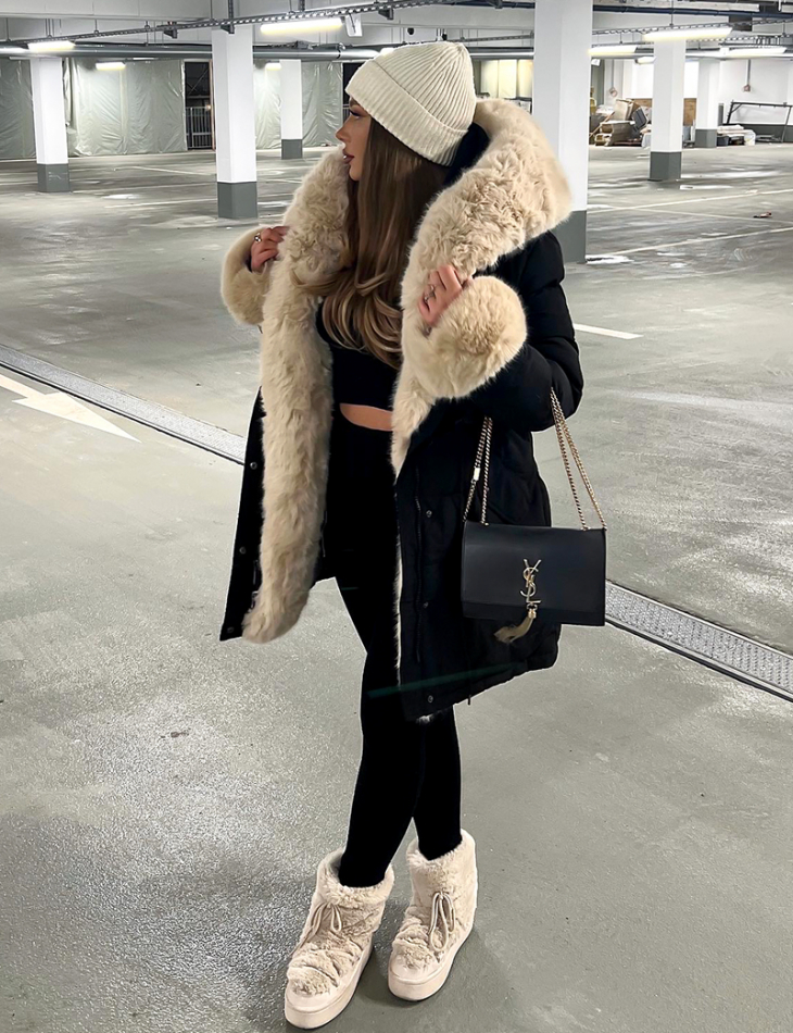 Doudoune matelassée avec fourrure Doudoune matelassée avec fourrure