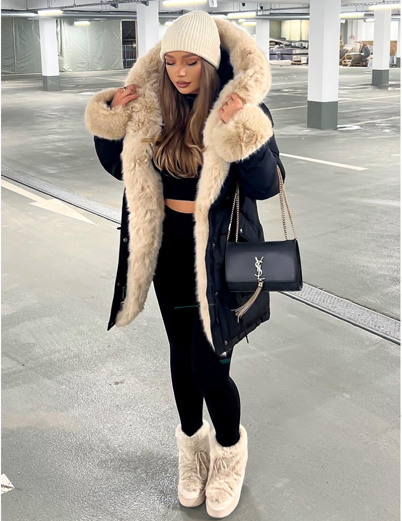 Doudoune matelassée avec fourrure